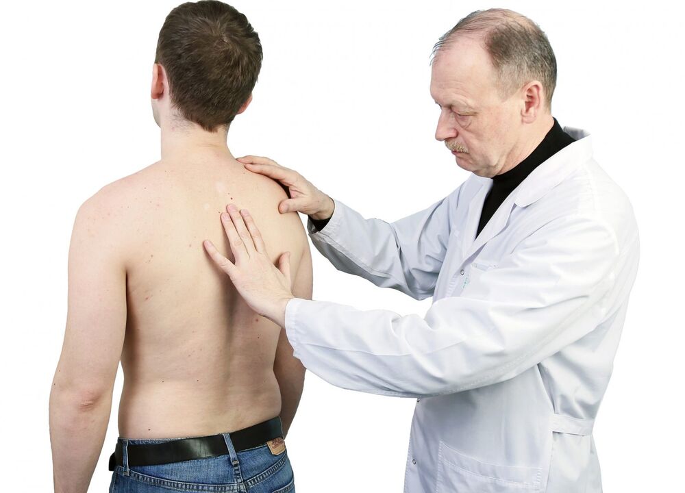 Dijagnostika osteohondroze uključuje liječnički pregled kralježnice